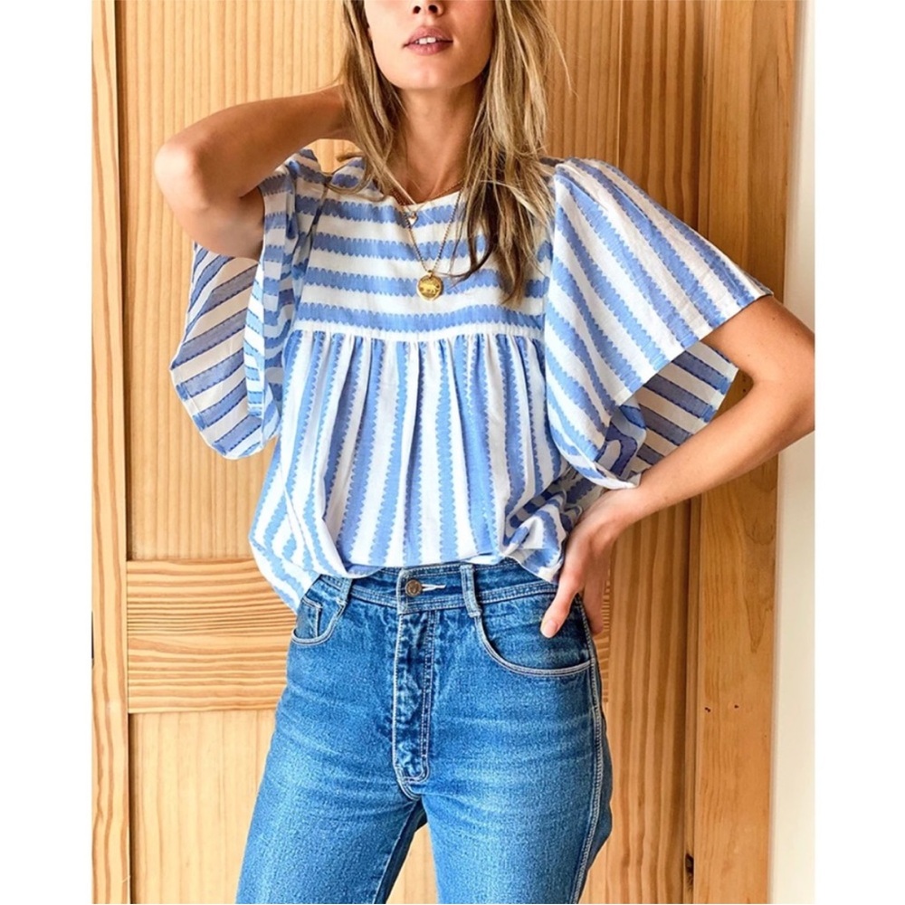 Emerson fry basalie top in scallop blue stripe